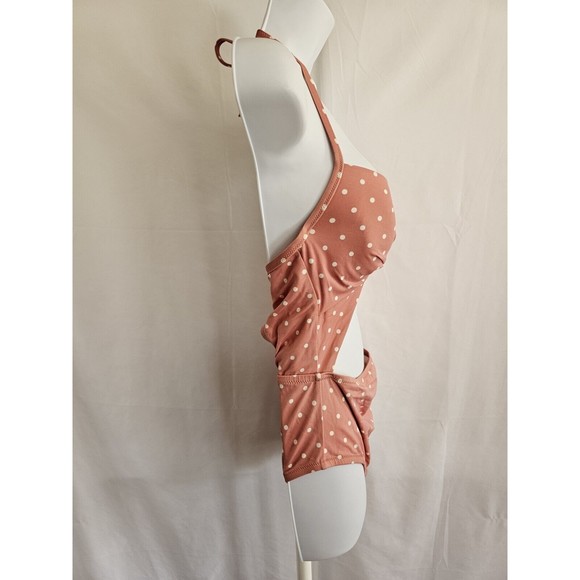 Shade & Shore Swimsuit Womens Pink Polka Dot One Piece Bathing Suit Size 36C - Picture 4 of 8